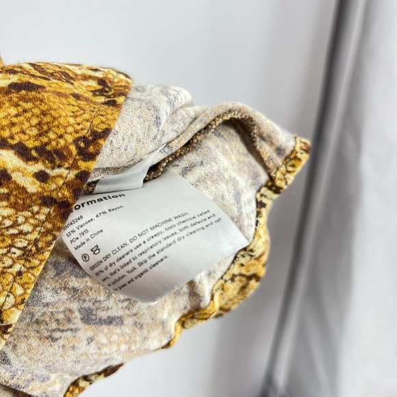 Reformation Dress Brown Vivette Snake Print Spaghetti Strap Tie Waist Mini Sz S - Picture 5 of 8